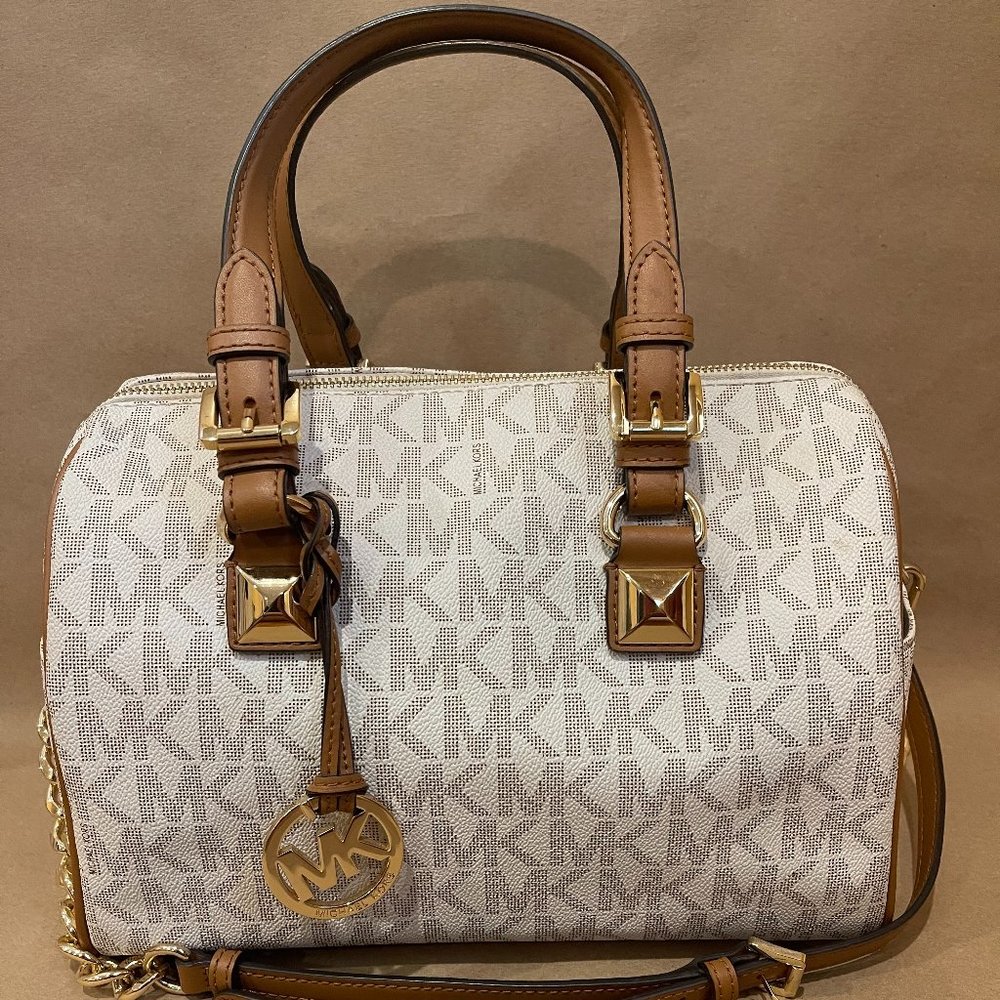Michael Kors Grayson Vanilla Crossbody Satchel Bag